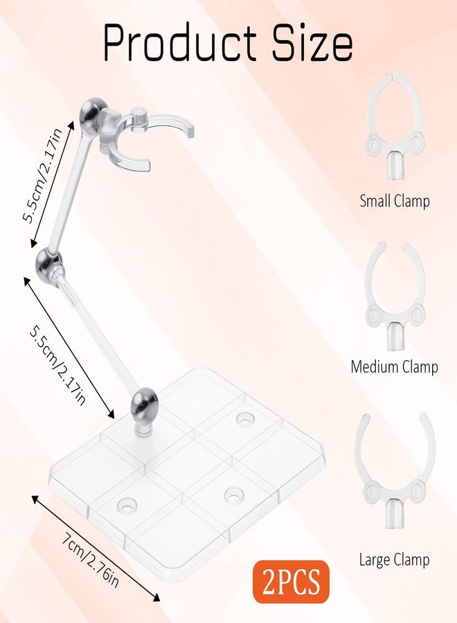 Exclaith 2 Pack Action Figure Stand Assembly Action Figure Display Holder Base Doll Model Support Stand for 3.75" and 6" Figures or Effects Clear 1/144 HG/RG Model Toy - Image 2